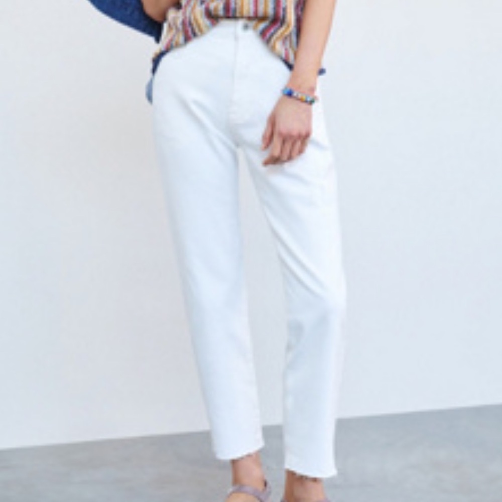 NWT! Anthropologie PILCRO THE BORROWED BOYFRIEND JEANS IVORY Size 31 White